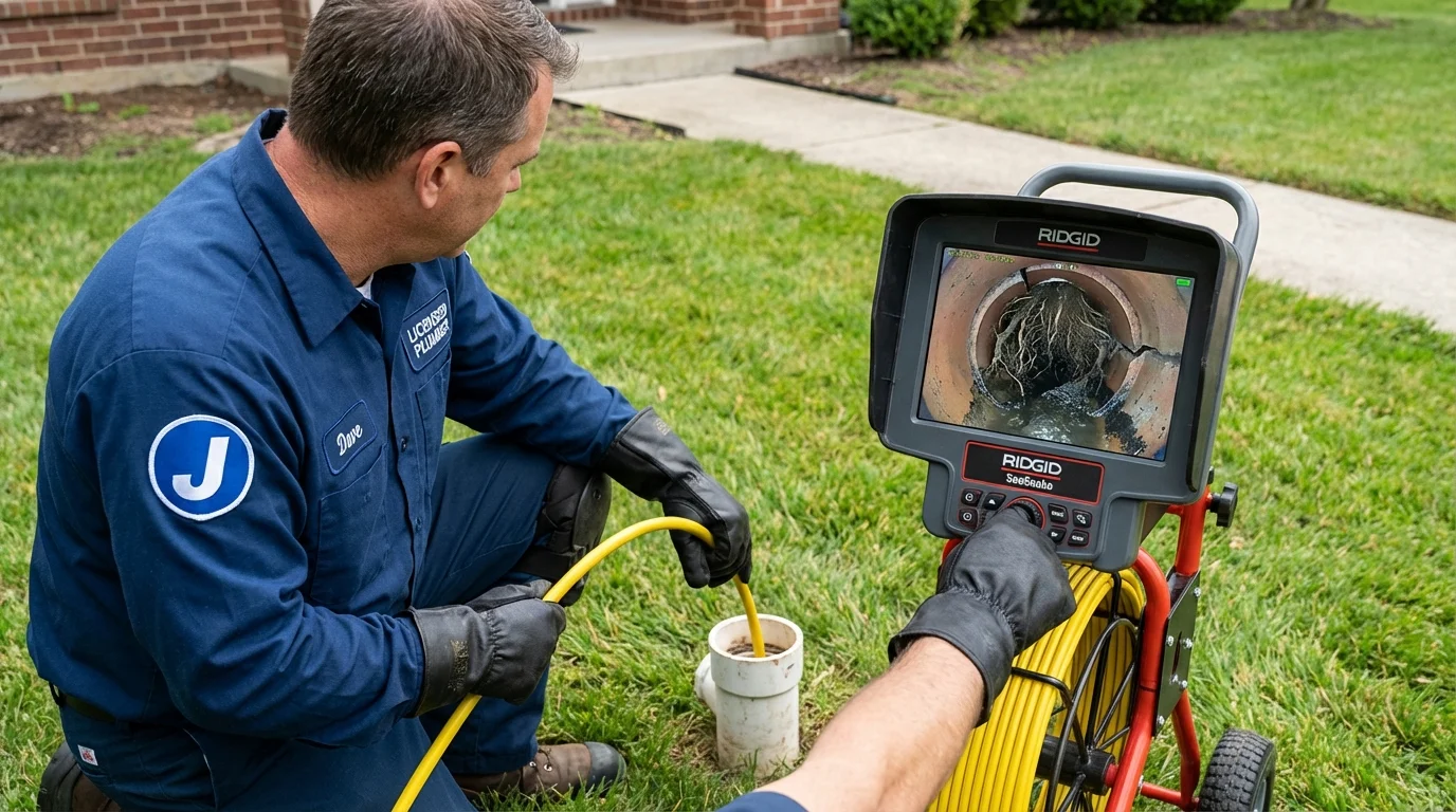 Sewer camera inspection being performed by Johns Plumbing LLC in Baldwin